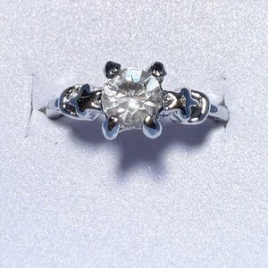 Rhinestone silver plated ring